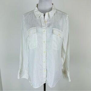 Sundance White Linen Button Down Shirt Size XL